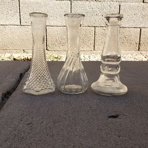 Set Of 3 Small Mismatched Single Bud Flower Vases